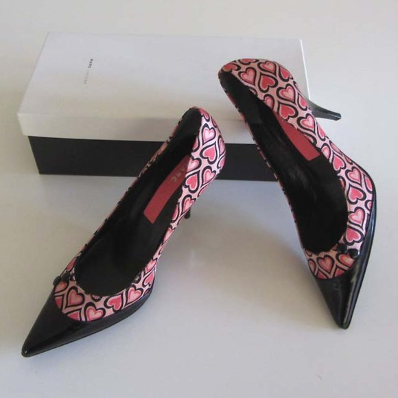 new MARC JACOBS whimsical heart black toe pumps 6 Italy - Picture 5 of 10